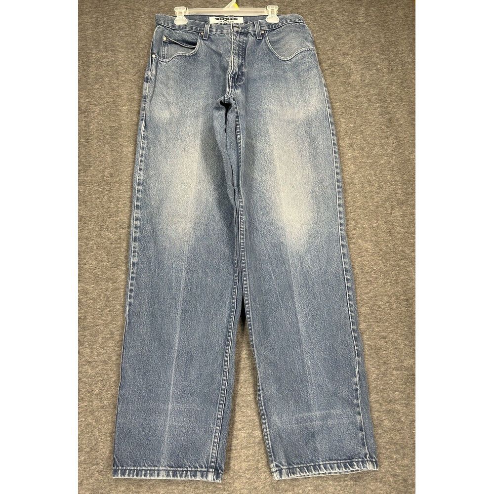 Vintage Y2K Anchor Blue Baggy Jeans Mens 34x34 Blue Loose Fit Grunge Denim skate